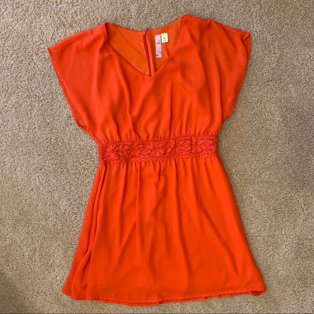 FRANCESCA’S | orange dress with lace waist
